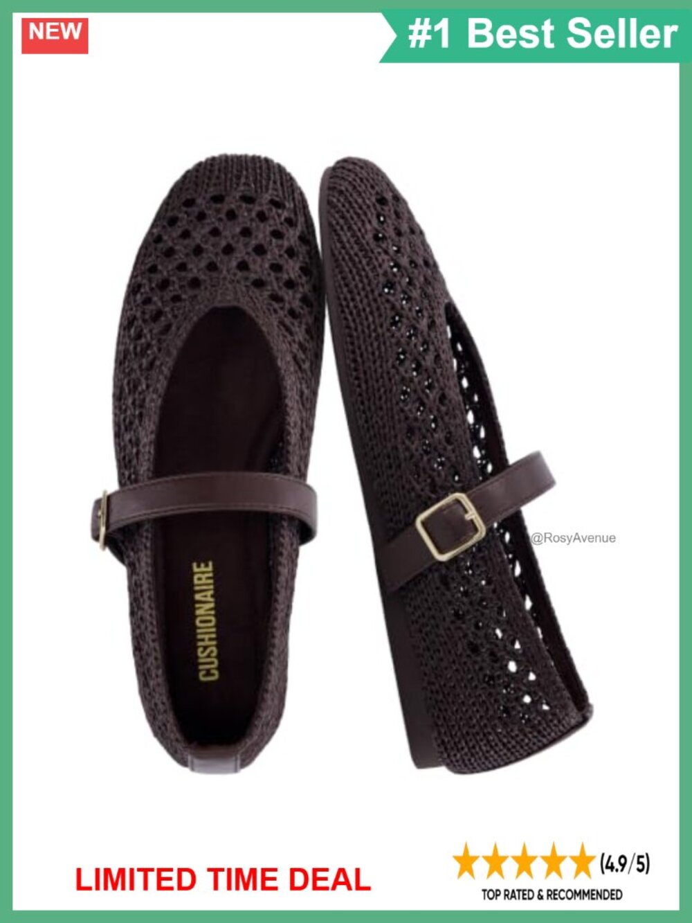 Woven Ballet Flats Mary Jane Slip On Shoes Adjustable Buckle Cushioned